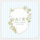Mediterranean Lemon Coastal Wedding Square Sticker (Voorkant)