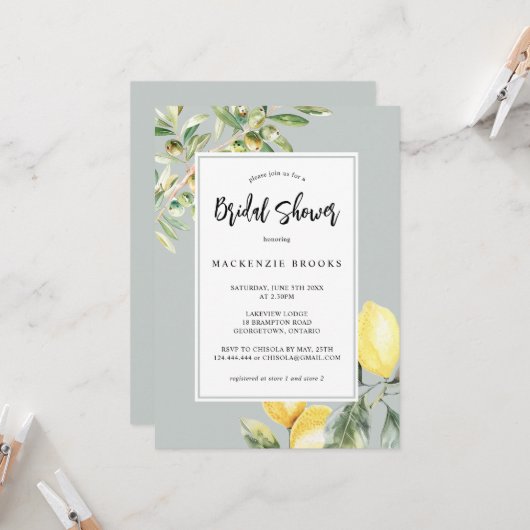 Mediterranean Lemon Elegant Citrus Vrijgezellenfee Kaart (Voorkant / Achterkant in situ)