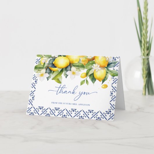 Mediterranean Lemon Main Squeeze Bruiloftsfeest Bedankkaart (Voorkant)