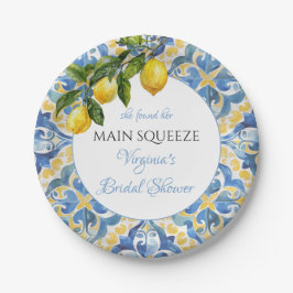 Mediterranean Lemon Main Squeeze Bruiloftsfeest Papieren Bordje