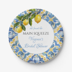 Mediterranean Lemon Main Squeeze Bruiloftsfeest Papieren Bordje