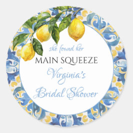 Mediterranean Lemon Main Squeeze Bruiloftsfeest Ronde Sticker