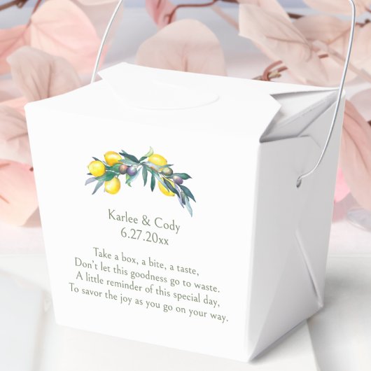 Mediterranean Lemon & Olive Take Me Home Leftover Bedankdoosjes