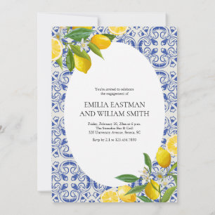 Mediterranean Lemon Photo Wedding Engagement Party Kaart