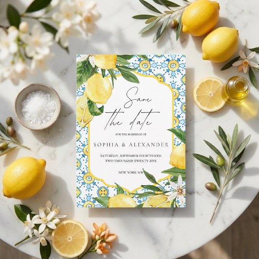 Mediterranean Lemon Save the Date | Italian Amalfi Kaart
