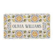 Mediterranean Lemon Tile Italian Coastal Design Etiket (Voorkant)