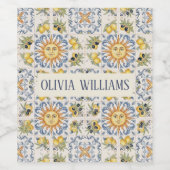 Mediterranean Lemon Tile Italian Coastal Design Wijn Etiket (Enkel label)