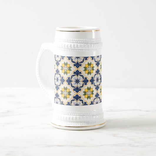 Mediterranean Lemon Tile Italian Talavera Bierpul (Voorkant links)
