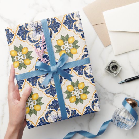 Mediterranean Lemon Tile Italian Talavera Cadeaupapier (Geschenken)