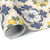Mediterranean Lemon Tile Italian Talavera Cadeaupapier (Rol Hoek)