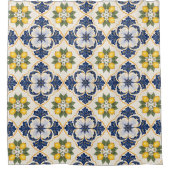 Mediterranean Lemon Tile Italian Talavera Douchegordijn (Voorkant)