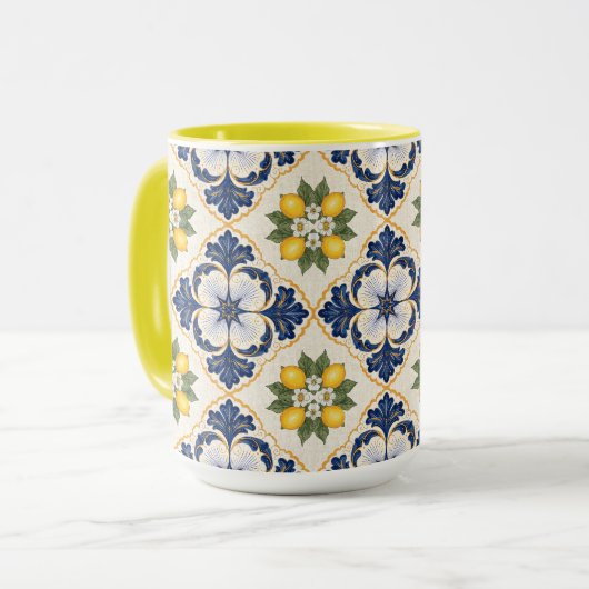 Mediterranean Lemon Tile Italian Talavera Mok (Voorkant links)