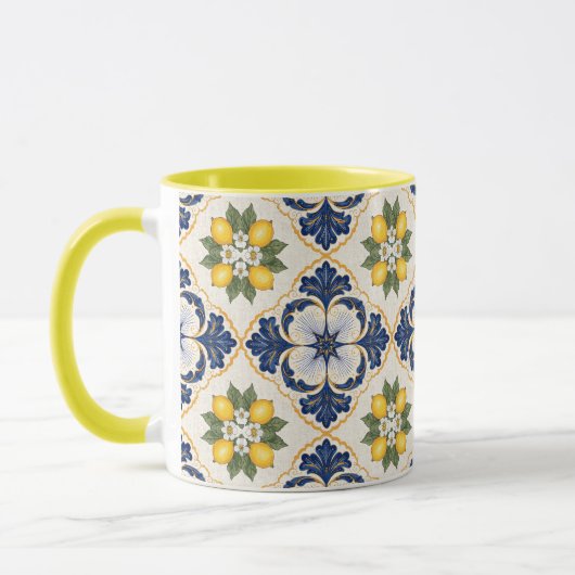 Mediterranean Lemon Tile Italian Talavera Mok (Links)