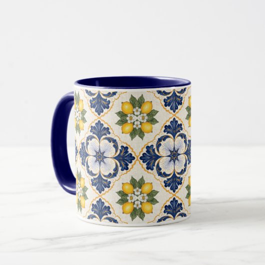Mediterranean Lemon Tile Italian Talavera Mok (Voorkant links)