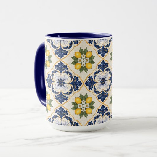 Mediterranean Lemon Tile Italian Talavera Mok (Voorkant links)