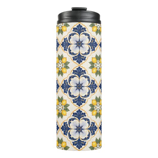 Mediterranean Lemon Tile Italian Talavera Thermosbeker (Voorkant)