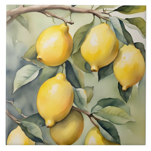 Mediterranean Lemon Tuscany Watercolor Design Tegeltje (Voorkant)
