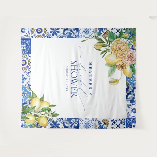 Mediterranean Lemon Vrijgezellenfeest Photo Booth Wandkleed (Voorkant (horizontaal))