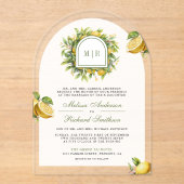 Mediterranean Lemon Wedding Acryl Uitnodigingen (Voorkant)