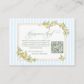 Mediterranean Lemon Wedding Honeymoon Fund QR Code Informatiekaartje (Voorkant)