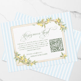 Mediterranean Lemon Wedding Honeymoon Fund QR Code Informatiekaartje