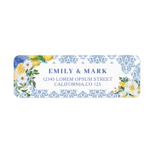 Mediterranean Lemon Wedding Retouradres Etiket (Voorkant)