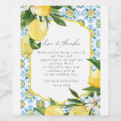 Mediterranean Lemon Wedding  Wijn Etiket (Enkel label)