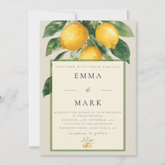 Mediterranean Lemon with QR Code | Beige Kaart (Voorkant)