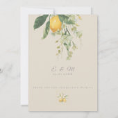 Mediterranean Lemon with QR Code | Beige Kaart (Achterkant)