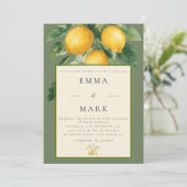 Mediterranean Lemon with QR Code | Olive Green Kaart (Staand voorkant)