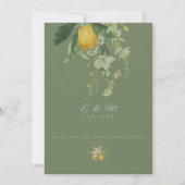 Mediterranean Lemon with QR Code | Olive Green Kaart (Achterkant)