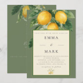 Mediterranean Lemon with QR Code | Olive Green Kaart (Voorkant / Achterkant)