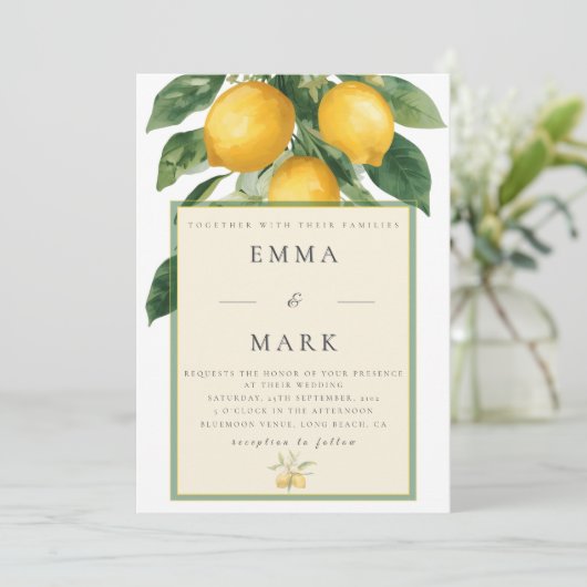 Mediterranean Lemon with QR Code | White Kaart (Staand voorkant)