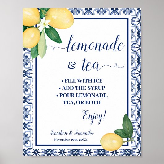 Mediterranean Lemonade & Theebar Bruiloftsfeest Poster (Voorkant)