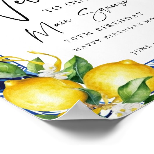 Mediterranean Lemons 7th Verjaardag Welkom Teken Poster (Hoek)