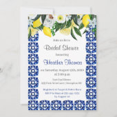 Mediterranean Lemons Blue Tegel Vrijgezellenfeest Kaart (Voorkant)