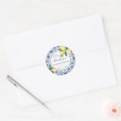 Mediterranean Lemons Bridal Shower Thank You Ronde Sticker (Envelop)