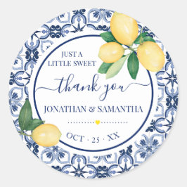 Mediterranean Lemons Bridal Shower Thank You Ronde Sticker