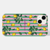 Mediterranean Lemons Pink Green Stripes Name Case-Mate iPhone Case (Achterkant (horizontaal))