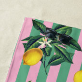 Mediterranean Lemons Pink Green Stripes Name Strandlaken (In situ)