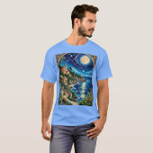Mediterranean Moonlit Coastline T-shirt (Voorkant volledig)