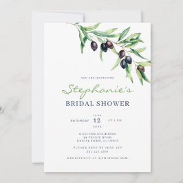 Mediterranean Olive Bridal Shower Invitation Kaart