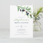 Mediterranean Olive Bridal Shower Invitation Kaart (Staand voorkant)