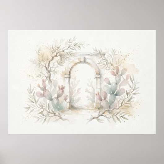 Mediterranean Olive Cactus Boog Poster (Voorkant)