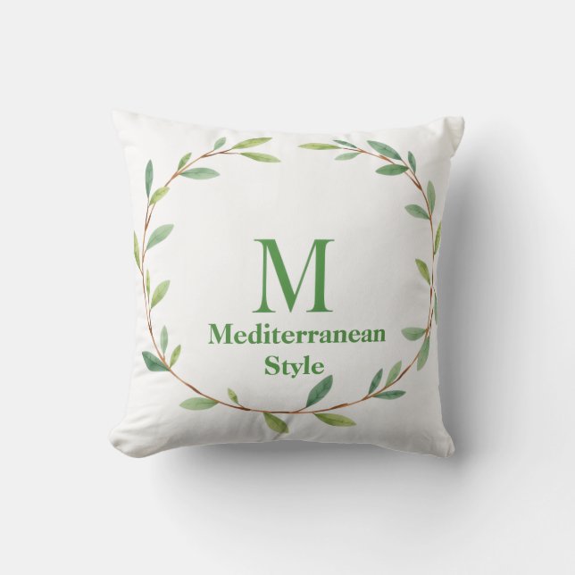 Mediterranean Olive Wreath Throw Pillow Kussen (Voorkant)