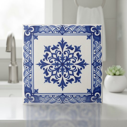 Mediterranean Pattern Pat#10 Blue Ivory ID1195 Tegeltje