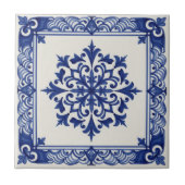 Mediterranean Pattern Pat#10 Blue Ivory ID1195 Tegeltje (Voorkant)