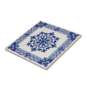 Mediterranean Pattern Pat#10 Blue Ivory ID1195 Tegeltje (Zijkant)