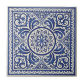 Mediterranean Pattern Pat#11 Blue Ivory ID1195 Tegeltje (Voorkant)