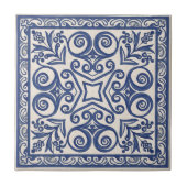 Mediterranean Pattern Pat#5 Blue Ivory ID1195 Tegeltje (Voorkant)
